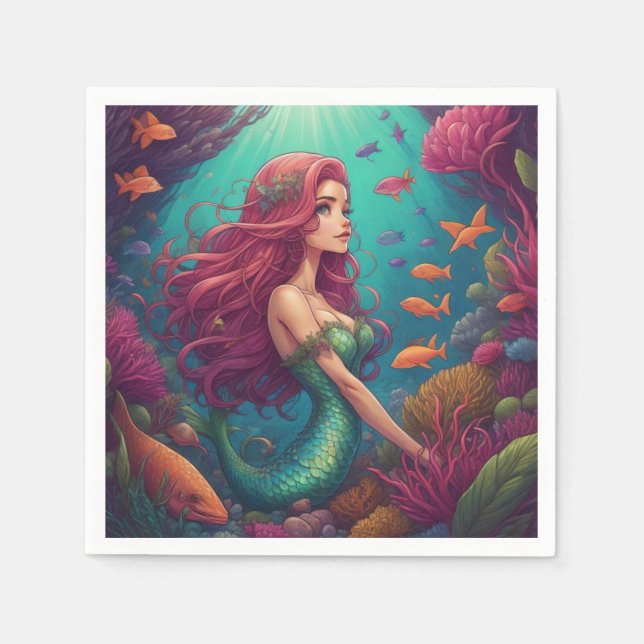 Mermaid Red Napkins (Front)