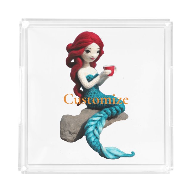 Mermaid Relaxing With Beverage Thunder_Cove  Acrylic Tray (Front)