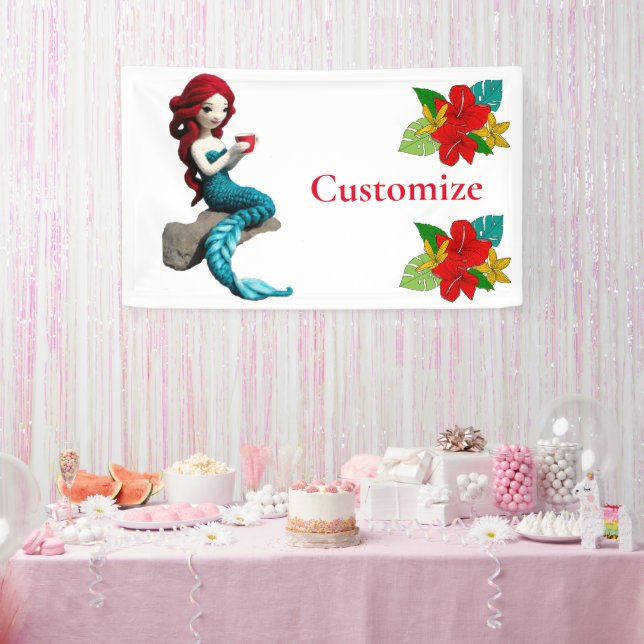 Mermaid Relaxing With Beverage Thunder_Cove  Banner (Party)