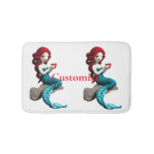 Mermaid Relaxing With Beverage Thunder_Cove Bath Mat