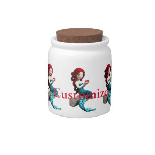 Mermaid Relaxing With Beverage Thunder_Cove Candy Jar