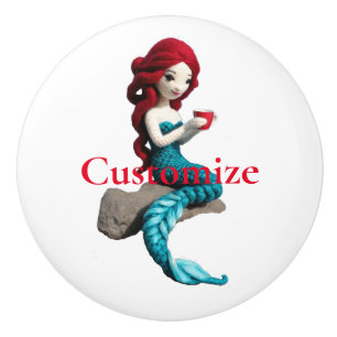 Mermaid Relaxing With Beverage Thunder_Cove Ceramic Knob