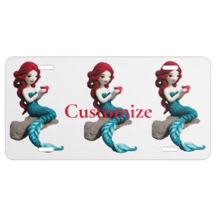 Mermaid Relaxing With Beverage Thunder_Cove License Plate