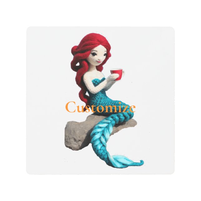 Mermaid Relaxing With Beverage Thunder_Cove  Metal Print (Front)