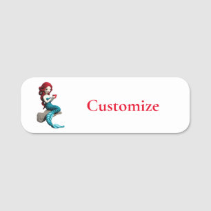 Mermaid Relaxing With Beverage Thunder_Cove Name Tag