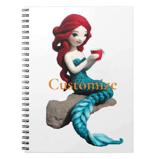 Mermaid Relaxing With Beverage Thunder_Cove  Notebook (Front)