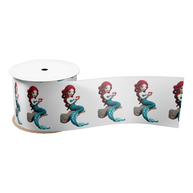 Mermaid Relaxing With Beverage Thunder_Cove  Satin Ribbon (Spool)