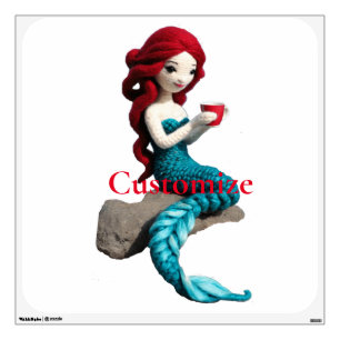 Mermaid Relaxing With Beverage Thunder_Cove  Wall Decal