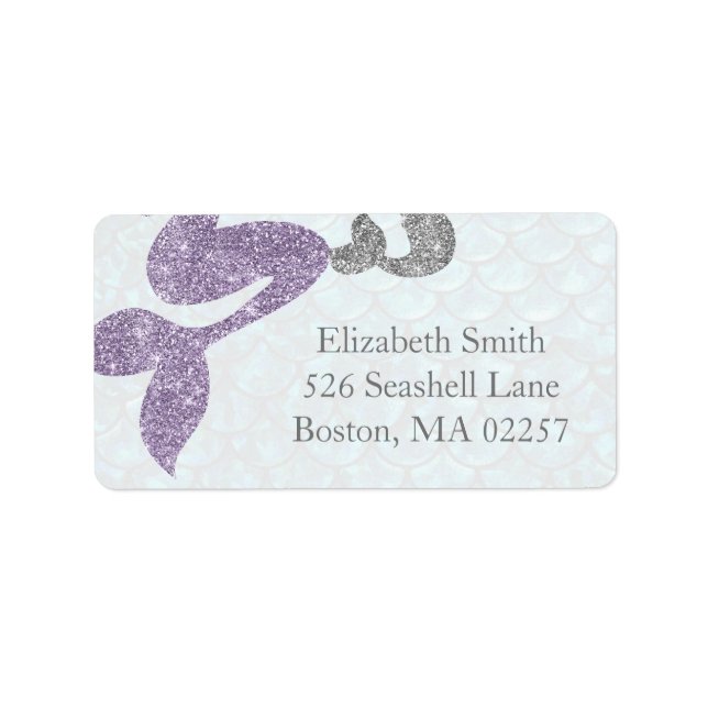 Mermaid Return Address Labels Glitter Mermaids (Front)