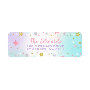 Mermaid Return Address Labels Under The Sea Party