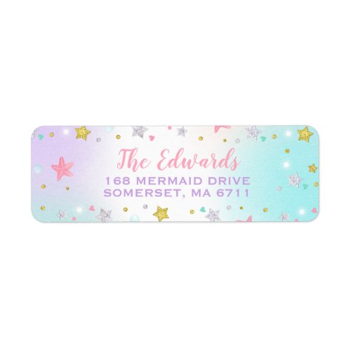 Mermaid Return Address Labels Under The Sea Party