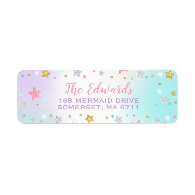 Mermaid Return Address Labels Under The Sea Party (Front)