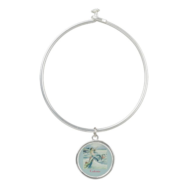 Mermaid Riding Sea Serpent Thunder_Cove  Bangle Bracelet (Front)