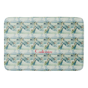 Mermaid Riding Sea Serpent Thunder_Cove  Bath Mat