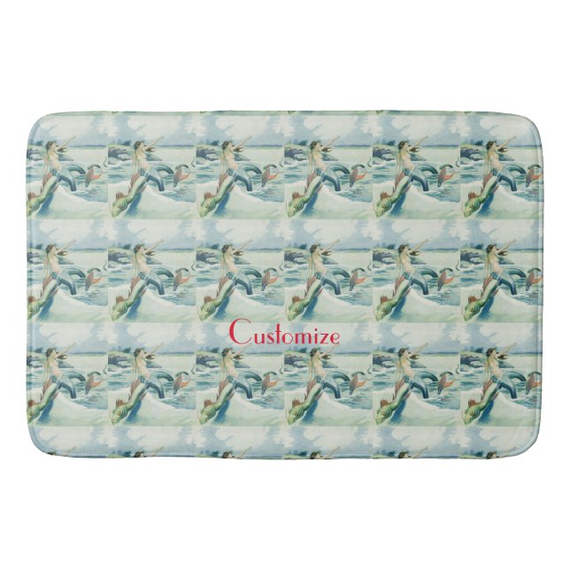 Mermaid Riding Sea Serpent Thunder_Cove  Bath Mat (Front)