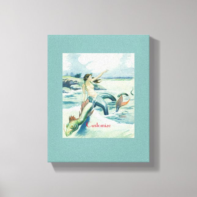 Mermaid Riding Sea Serpent Thunder_Cove   Canvas Print (Front)