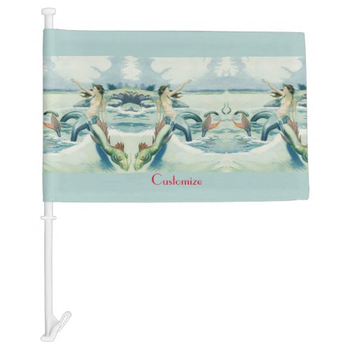 Mermaid Riding Sea Serpent Thunder_Cove  Car Flag