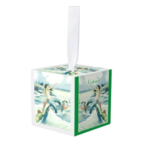 Mermaid Riding Sea Serpent Thunder_Cove  Cube Ornament