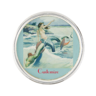 Mermaid Riding Sea Serpent Thunder_Cove  Lapel Pin