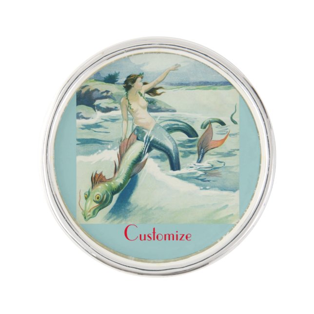 Mermaid Riding Sea Serpent Thunder_Cove  Lapel Pin (Front)