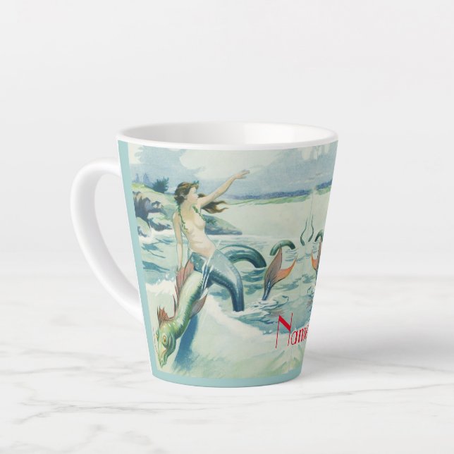 Mermaid Riding Sea Serpent Thunder_Cove   Latte Mug (Left Angle)