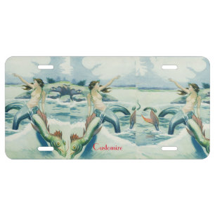 Mermaid Riding Sea Serpent Thunder_Cove License Plate