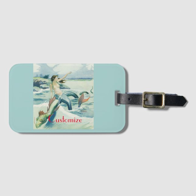 Mermaid Riding Sea Serpent Thunder_Cove  Luggage Tag (Front Horizontal)