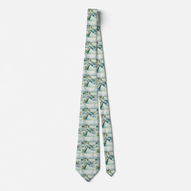 Mermaid Riding Sea Serpent Thunder_Cove   Neck Tie (Front)