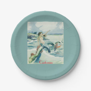 Mermaid Riding Sea Serpent Thunder_Cove Paper Plates