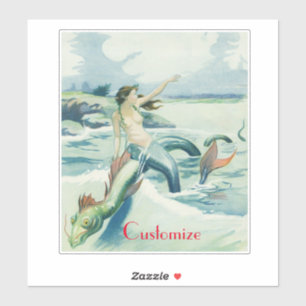 Mermaid Riding Sea Serpent Thunder_Cove Sticker