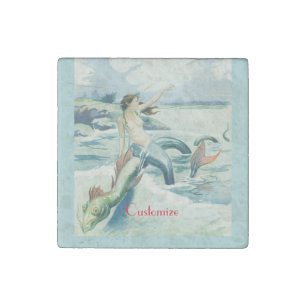 Mermaid Riding Sea Serpent Thunder_Cove Stone Magnet