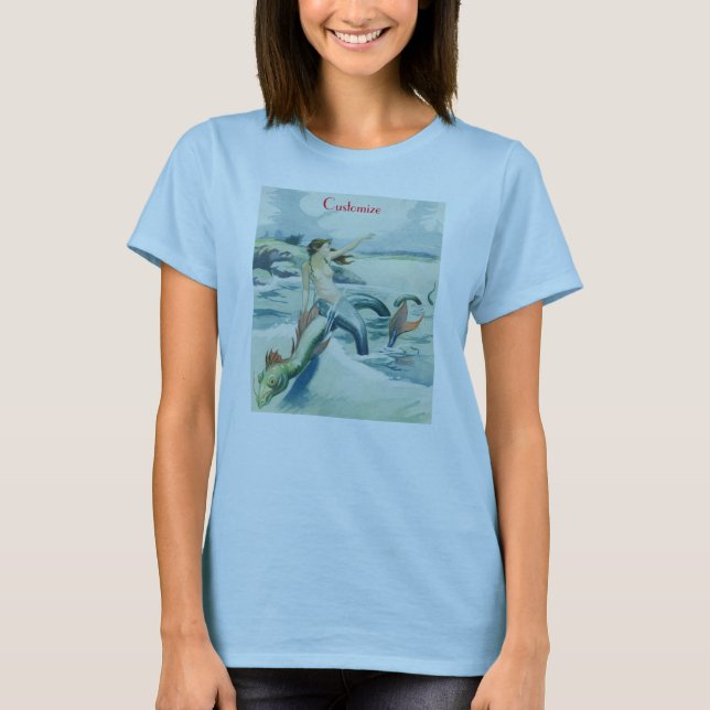 Mermaid Riding Sea Serpent Thunder_Cove T-Shirt (Front)