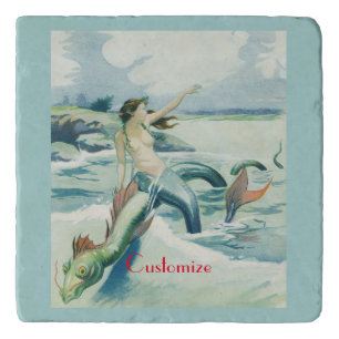 Mermaid Riding Sea Serpent Thunder_Cove   Trivet