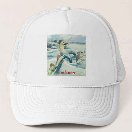 Mermaid Riding Sea Serpent Thunder_Cove  Trucker Hat