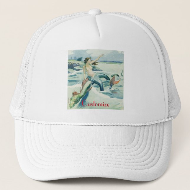 Mermaid Riding Sea Serpent Thunder_Cove  Trucker Hat (Front)