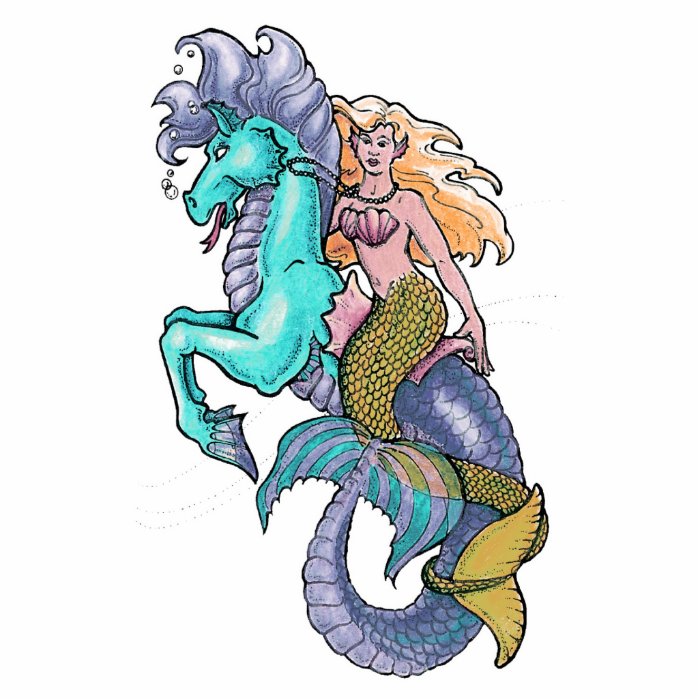 mermaid riding seahorse acrylic cut outs