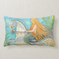 Mermaid Riding Seahorse Merhorse Unicorn PILLOW