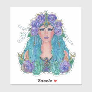 Mermaid Rose in the sea art by Renee Lavoie  Sticker