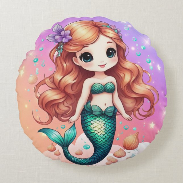 mermaid round pillow (Front)