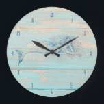 Mermaid Rustic Beach Wood Coastal Large Clock<br><div class="desc">Bring the beach to your home with this rustic wood mermaid design wall clock.</div>