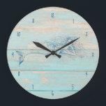 Mermaid Rustic Beach Wood Coastal Large Clock<br><div class="desc">Bring the beach to your home with this rustic wood mermaid design wall clock.</div>