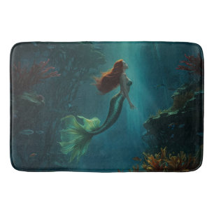 Mermaid’s Dream Fantasy Art Underwater Scene Bath Mat