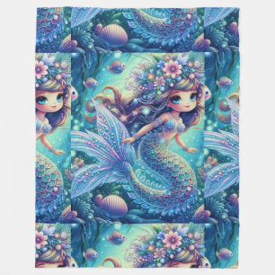 Mermaid’s Enchanted Underwater Realm Fleece Blanket
