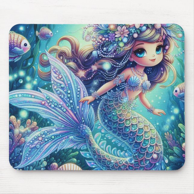 Mermaid’s Enchanted Underwater Realm Mouse Pad (Front)