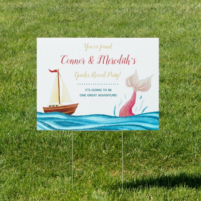 Mermaid/Sailor Nautical Baby Shower Yard Sign (Insitu)