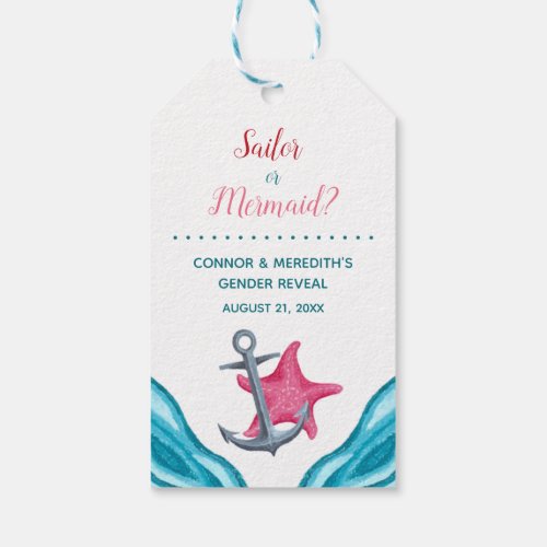 MermaidSailor Nautical Gender Reveal Gift Tags