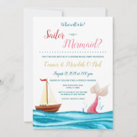 Mermaid/Sailor Nautical Gender Reveal Invitation