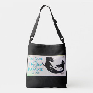 mermaid sand and sea black crossbody bag