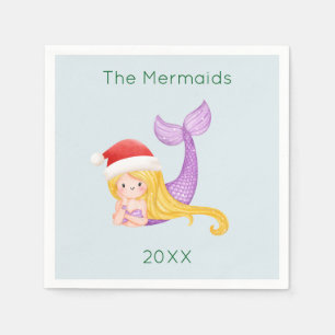 Mermaid Santa Christmas Napkins