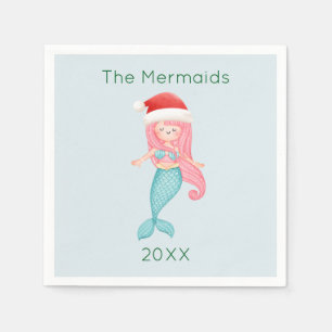 Mermaid Santa Christmas Napkins